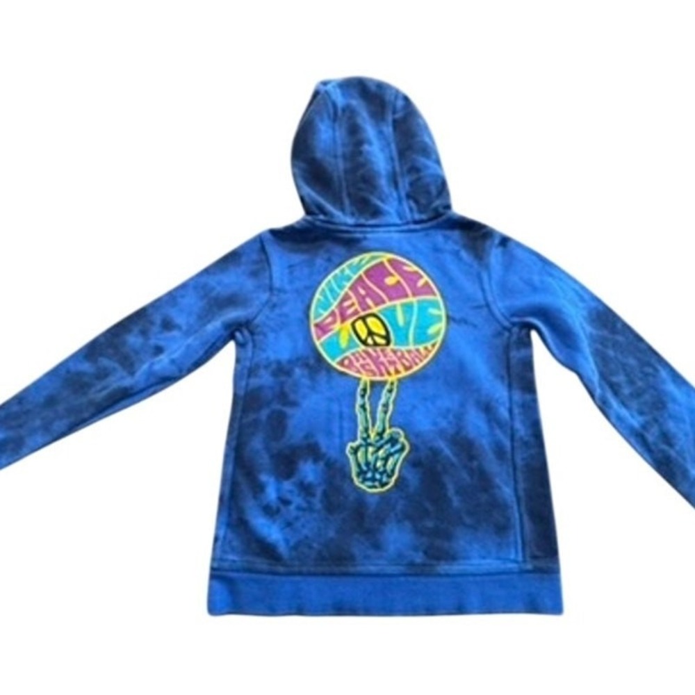 "NIKE" KIDS Tye Dye Kangaroo Pocket Logo SZ S Back Graphics Hoodie Retro Skater